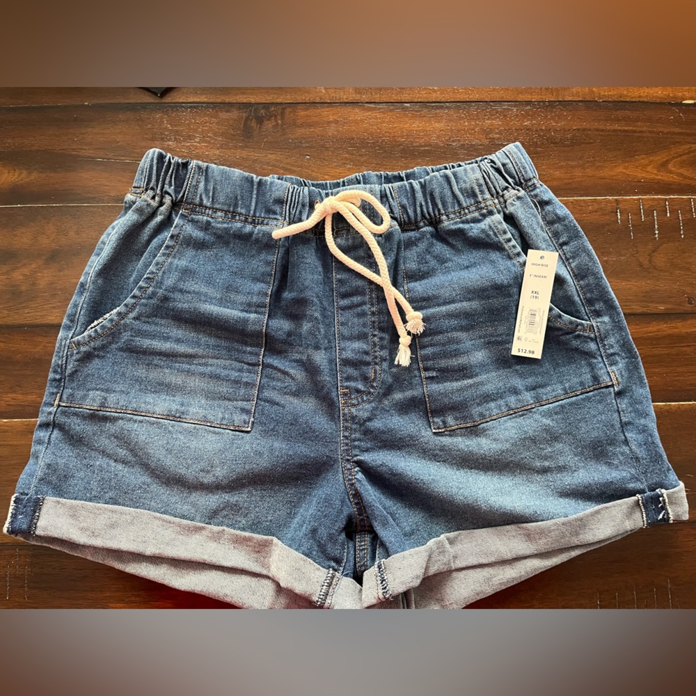 No Boundaries Denim Drawstring Shorts